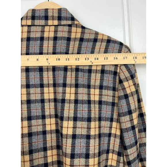 VTG 100% Wool Butter Yellow & Gray Plaid Button Robyn Meredith Women's Blazer 16 - Picture 6 of 11